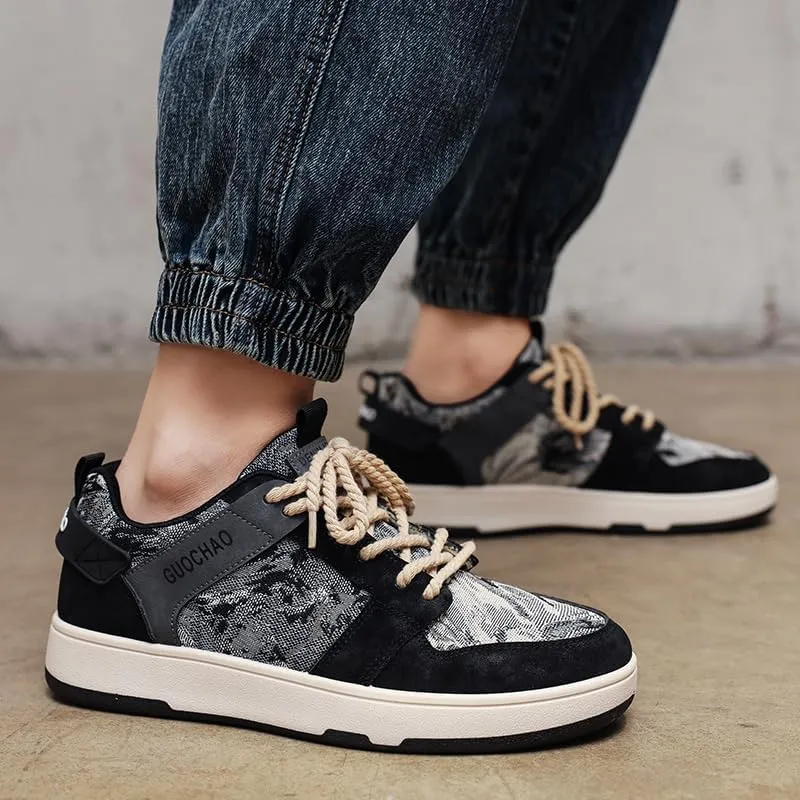 Men's Chunky Platform Sneakers Mens Casual Shoes Fashion Sneakers Breathable Comfort Walking Classic Lace-Up Low Top Casual Wear Shoes for Male