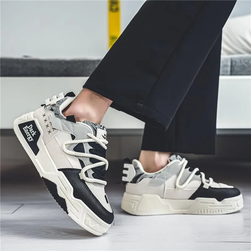 Men's Chunky Platform Sneakers Mens Casual Shoes Fashion Sneakers Breathable Comfort Walking Classic Lace-Up Low Top Casual Wear Shoes for Male