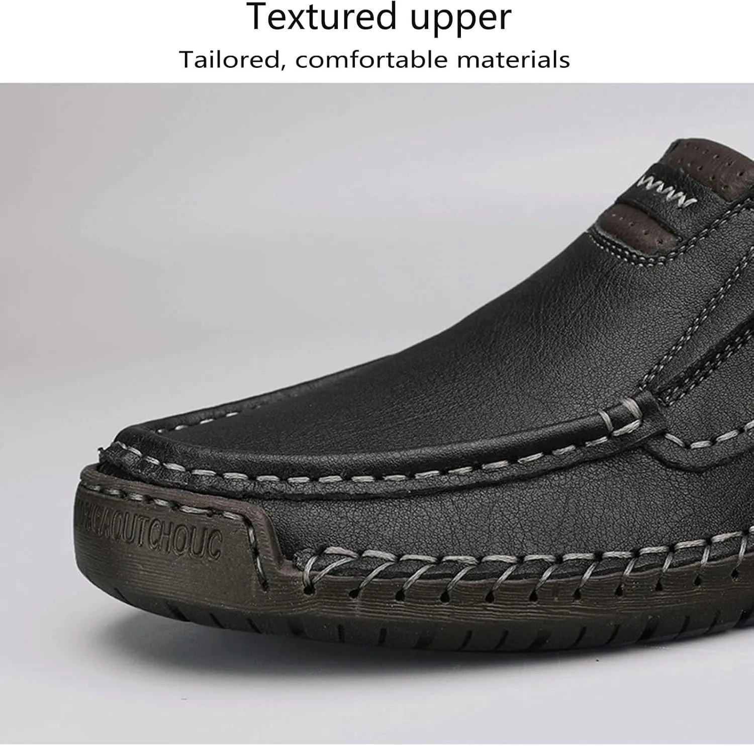 Men's Classic Vintage Leather Hand Stitched Flat Loafers Outdoor Comfortable Non-Slip Lightweight Driving Casual Shoes