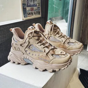 Men's Cloud Pattern Round Toe Lace-Up Thick Sole Athletic Sneakers, Casual Sports Shoes for All Seasons, Breathable Fabric Upper