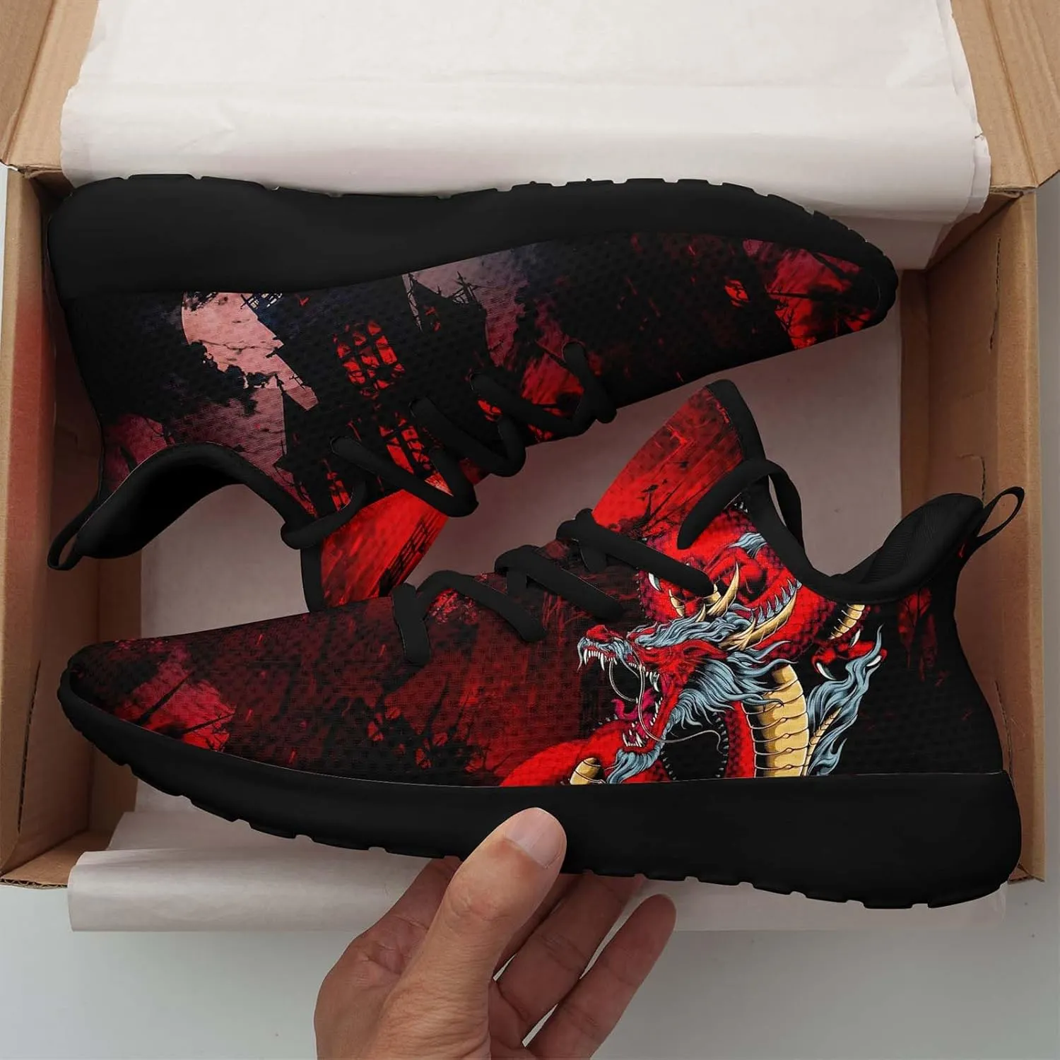 Men's Dragon Sneakers – Lightweight Running Shoes Punk Rock Streetwear Sneaker Breathable Athletic Gym Casual Walking Shoes