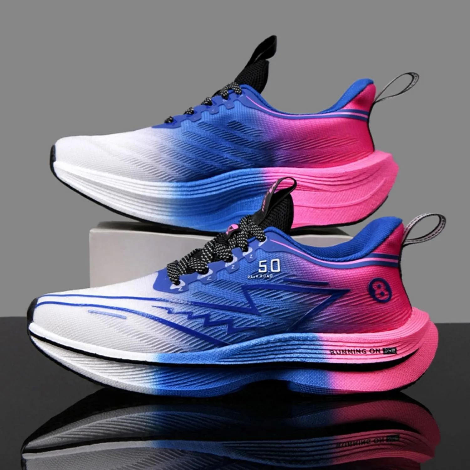 Mens Fashion Breathable Mesh Lace-Up Platform Sneakers Casual Low Top Non-Slip Chunky Outdoor Sports Shoes for Gym Sports Tennis Jogging