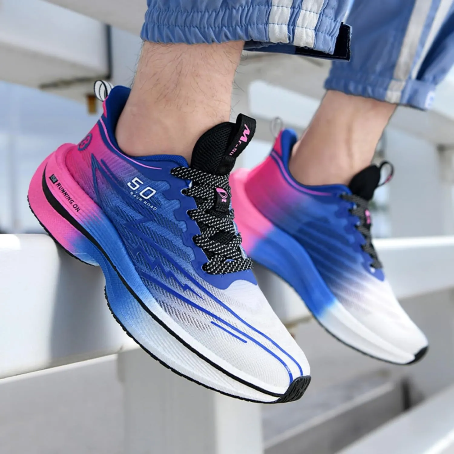 Mens Fashion Breathable Mesh Lace-Up Platform Sneakers Casual Low Top Non-Slip Chunky Outdoor Sports Shoes for Gym Sports Tennis Jogging