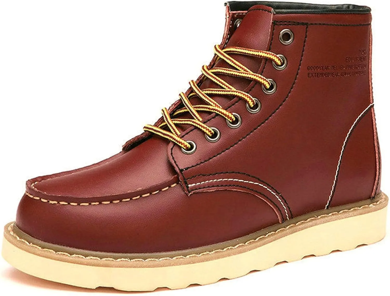 Men's Fashion British Style Leather Work Boots Slip Resistant Shock Absorbing Full Grain Leather High Top Leather Boots Industrial Construction, Roofing, Electricians