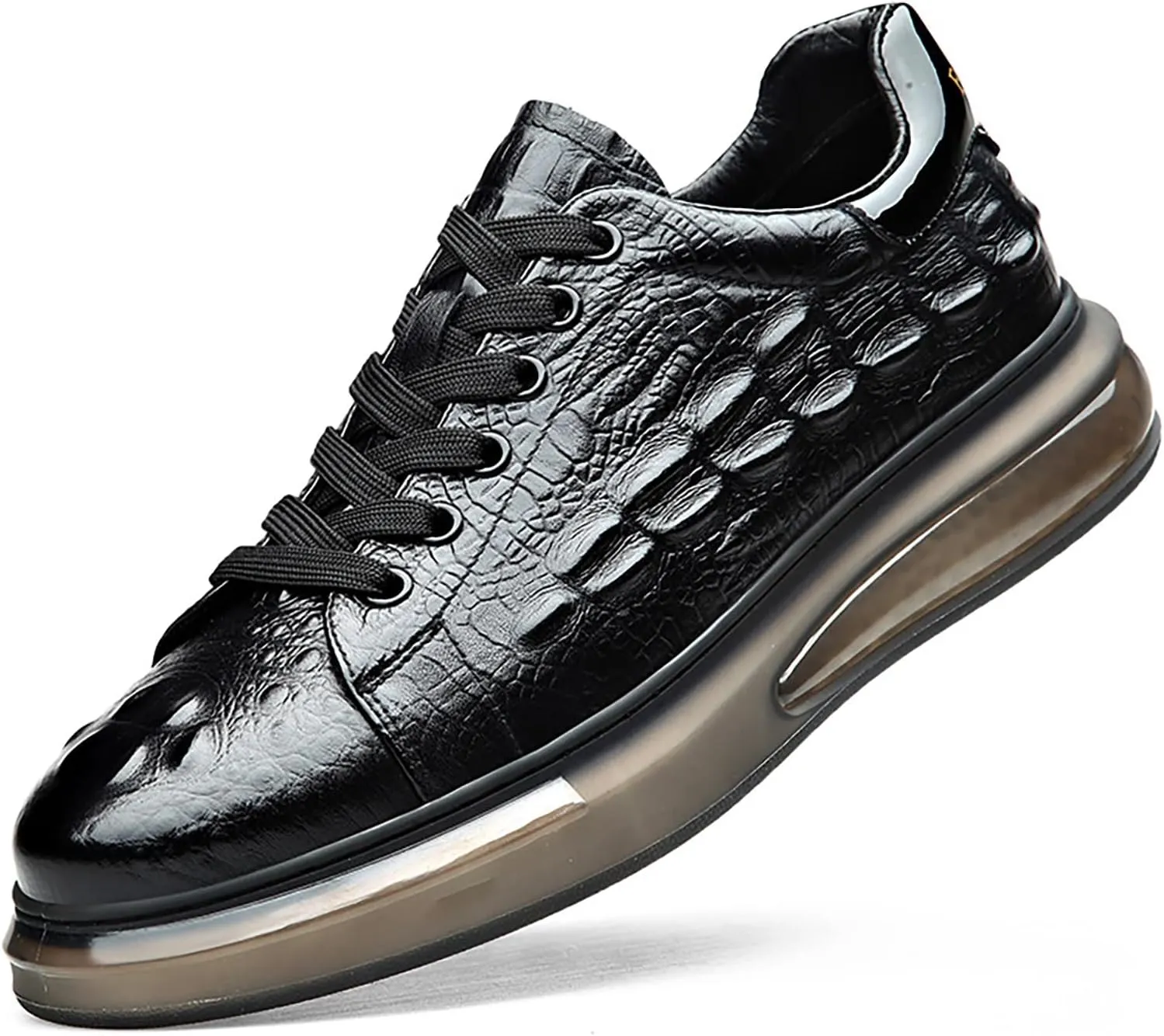 Men's Fashion Printed Height Increasing Platform Sneakers,Lace Up Platform Leather Casual Driving Shoes,Suitable for Outdoor Business Offices