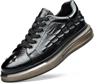 Men's Fashion Printed Height Increasing Platform Sneakers,Lace Up Platform Leather Casual Driving Shoes,Suitable for Outdoor Business Offices
