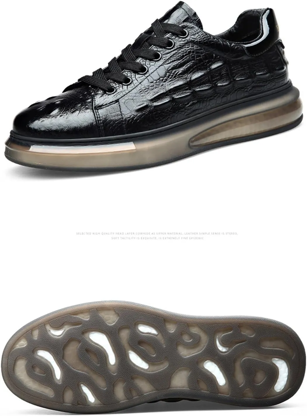 Men's Fashion Printed Height Increasing Platform Sneakers,Lace Up Platform Leather Casual Driving Shoes,Suitable for Outdoor Business Offices
