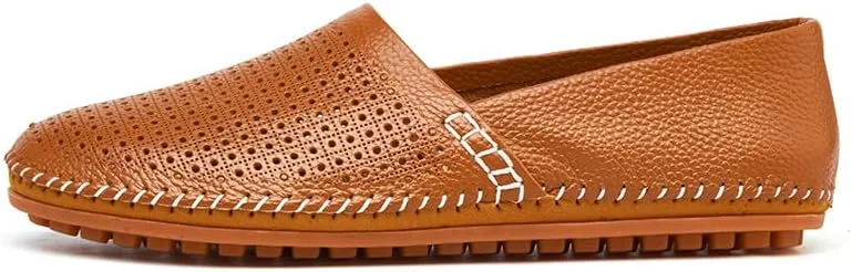 Men's Leather Loafer Flats Lightweight Casual Slip On Shoes for Walking Driving Dress