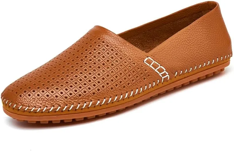 Men's Leather Loafer Flats Lightweight Casual Slip On Shoes for Walking Driving Dress