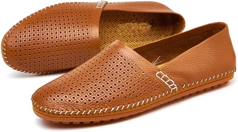 Men's Leather Loafer Flats Lightweight Casual Slip On Shoes for Walking Driving Dress
