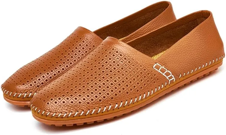 Men's Leather Loafer Flats Lightweight Casual Slip On Shoes for Walking Driving Dress