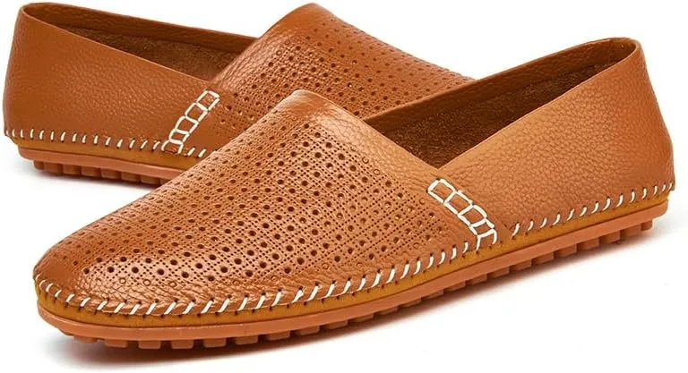 Men's Leather Loafer Flats Lightweight Casual Slip On Shoes for Walking Driving Dress