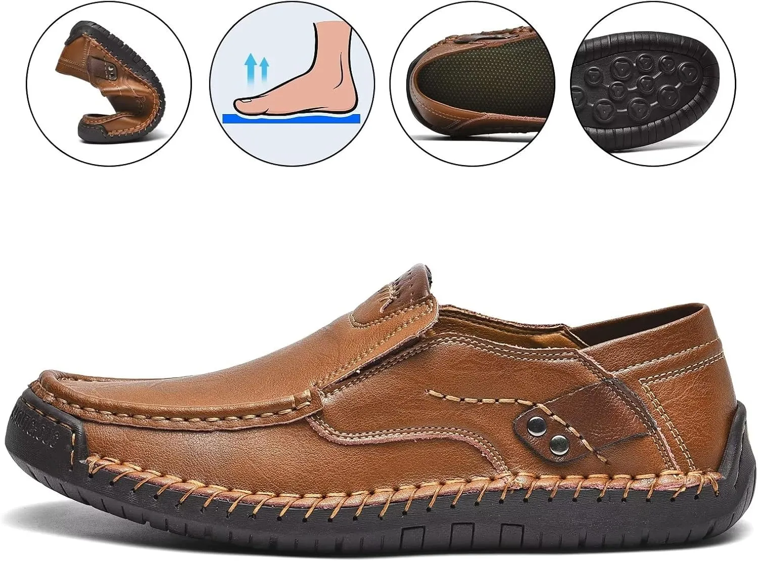 Men's Leather Loafers Slip On Shoes,Casual Fashion Business Arkget Office Driving Shoes for Men【includes Extra Insole】