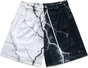 Men's Lightweight Graphic Print Mesh Basketball Shorts 4 Inch Gym Shorts for Hoops, Training & Streetwear with Drawstring