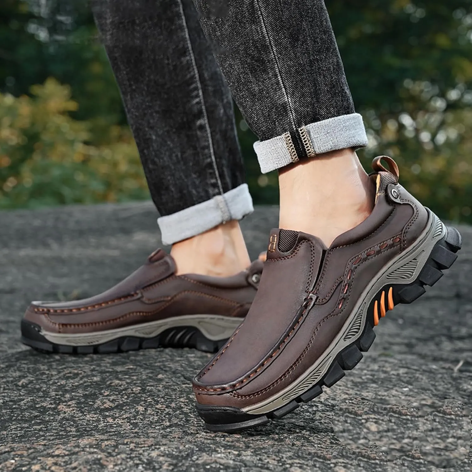 Mens Loafer Casual Shoes Oxford Comfortable Lightweight Hiking Shoes Slip on Walking Sneakers for Travel, Camping, Running