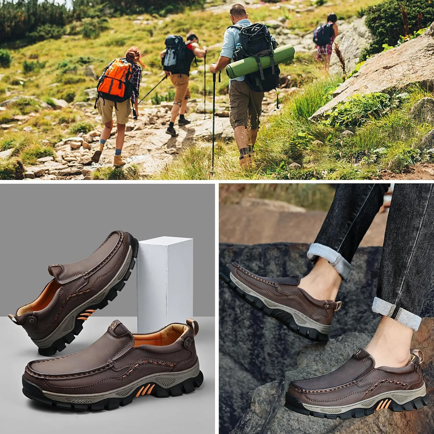 Mens Loafer Casual Shoes Oxford Comfortable Lightweight Hiking Shoes Slip on Walking Sneakers for Travel, Camping, Running
