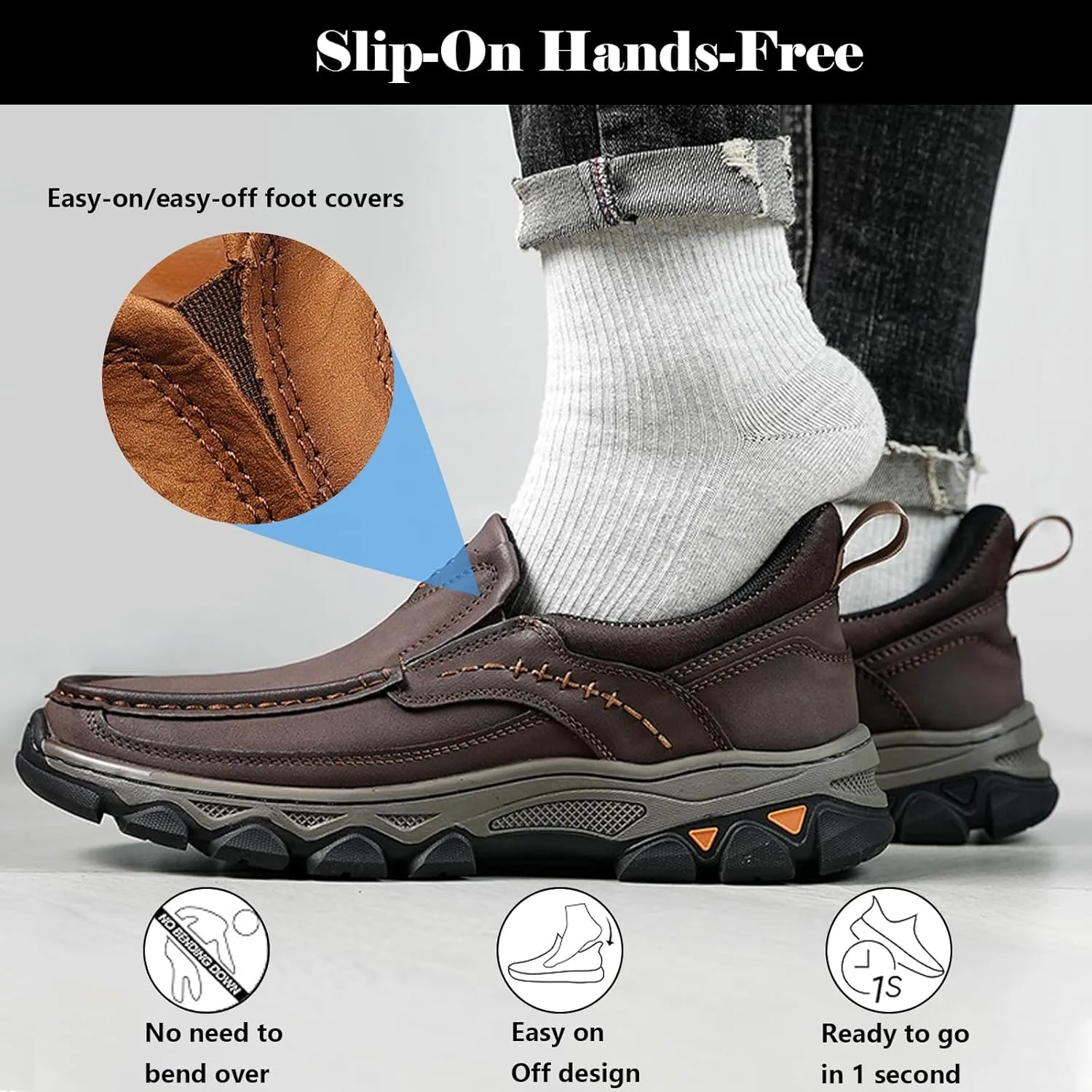 Mens Loafer Casual Shoes Oxford Comfortable Lightweight Hiking Shoes Slip on Walking Sneakers for Travel, Camping, Running