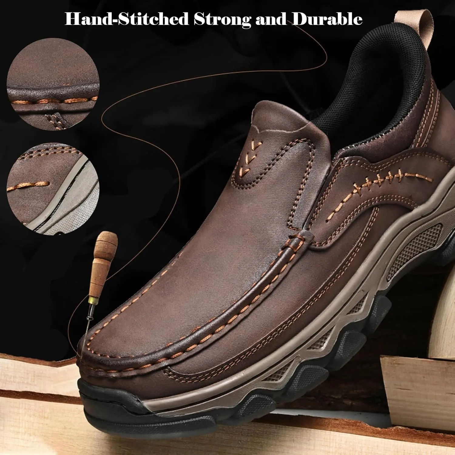 Mens Loafer Casual Shoes Oxford Comfortable Lightweight Hiking Shoes Slip on Walking Sneakers for Travel, Camping, Running