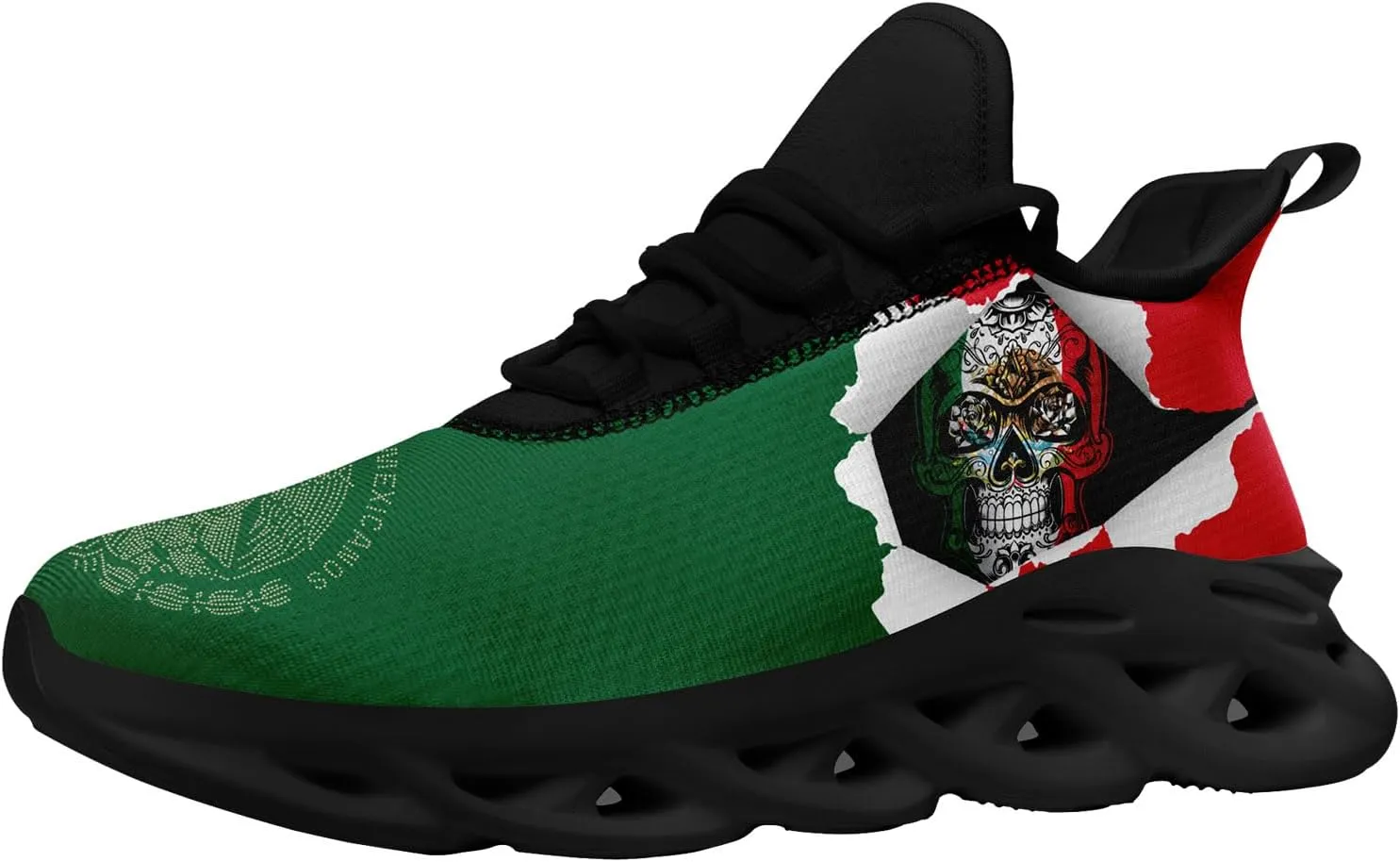 Men's Mexican Flag Sneakers Women's Lightweight Festivals Gift Mexico Unisex Running Sports Athletic Baseball Shoes