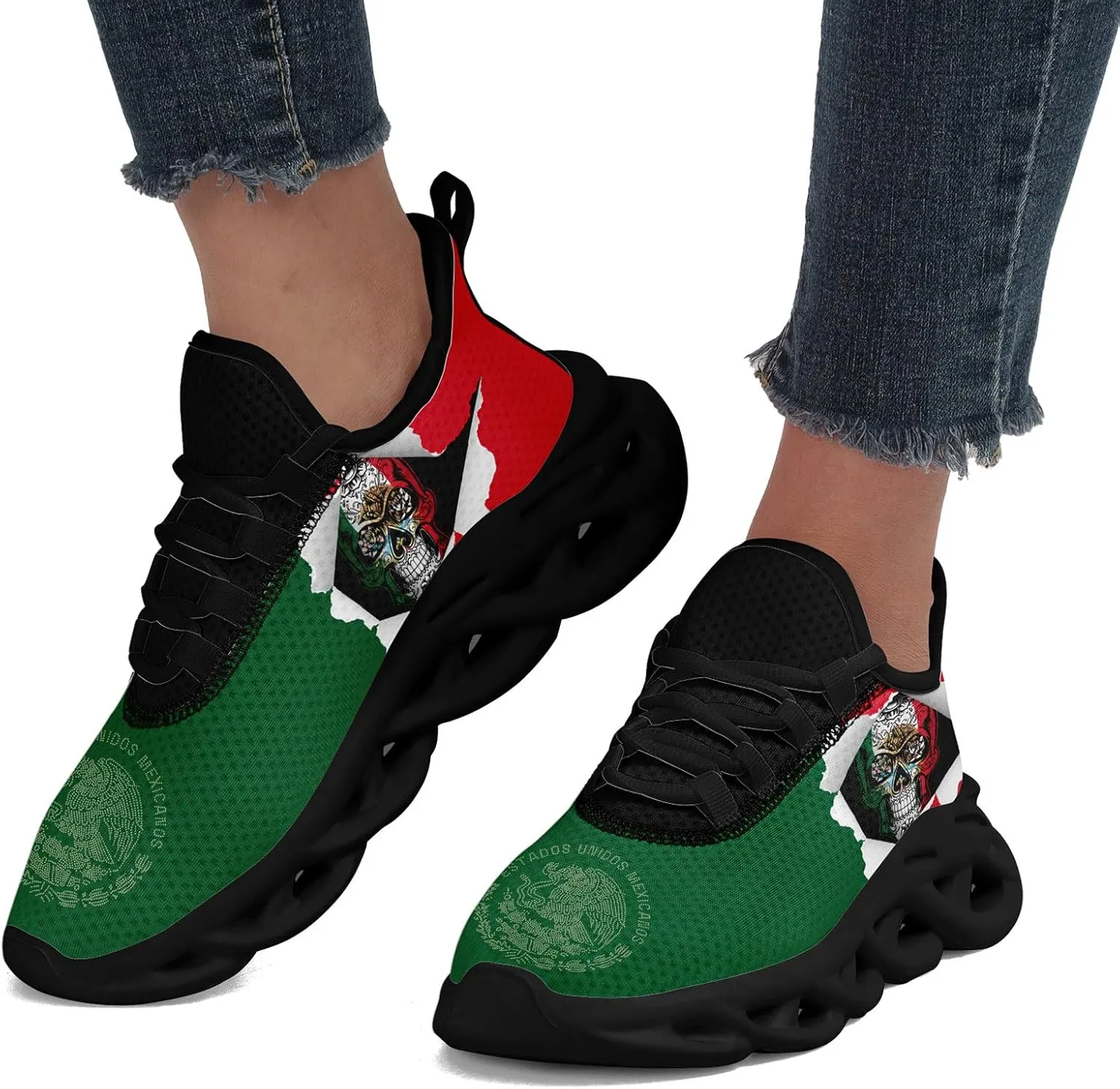 Men's Mexican Flag Sneakers Women's Lightweight Festivals Gift Mexico Unisex Running Sports Athletic Baseball Shoes