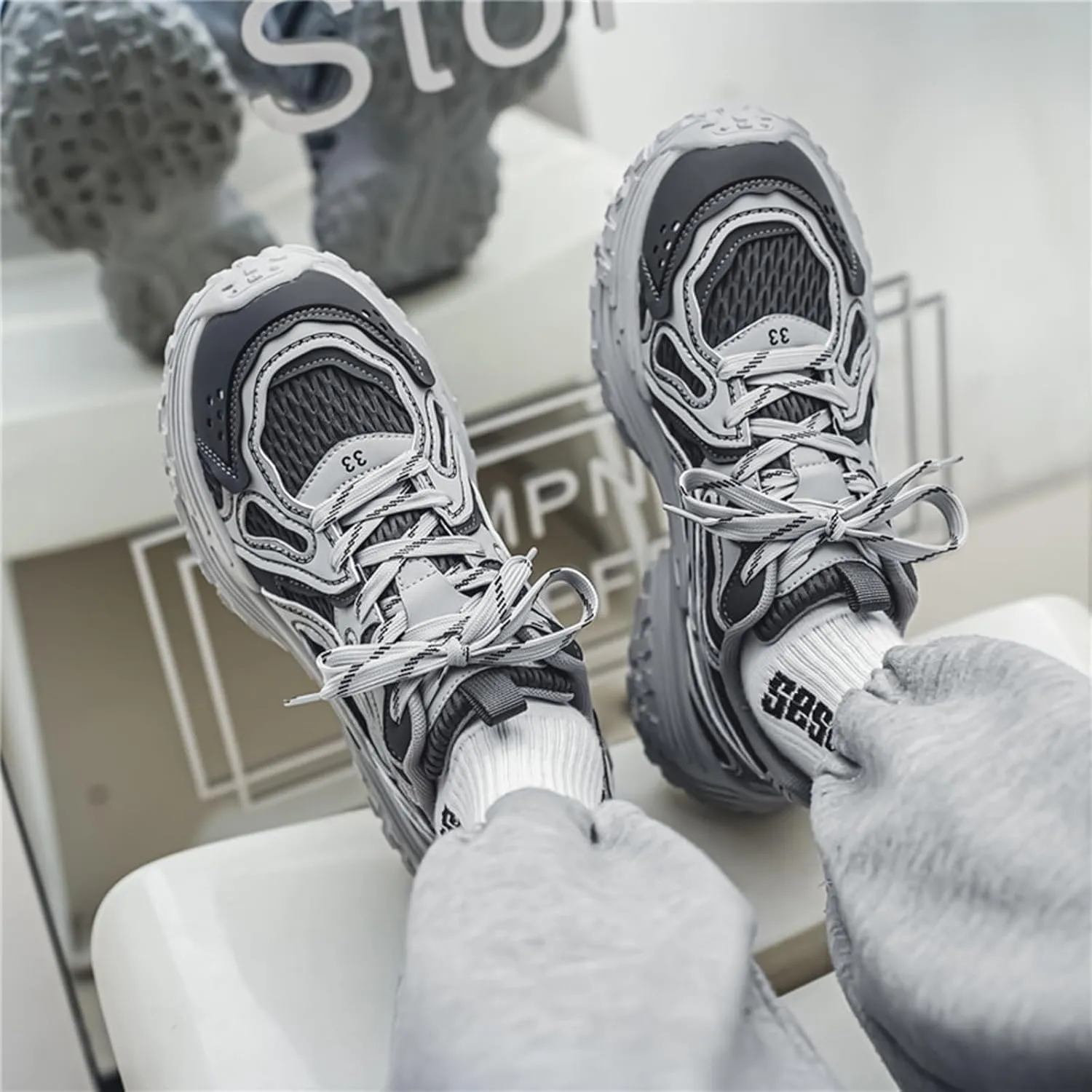 Mens Running Shoes Tennis Walking Shoes Chunky Sneakers Workout Casual Athletic Shoes