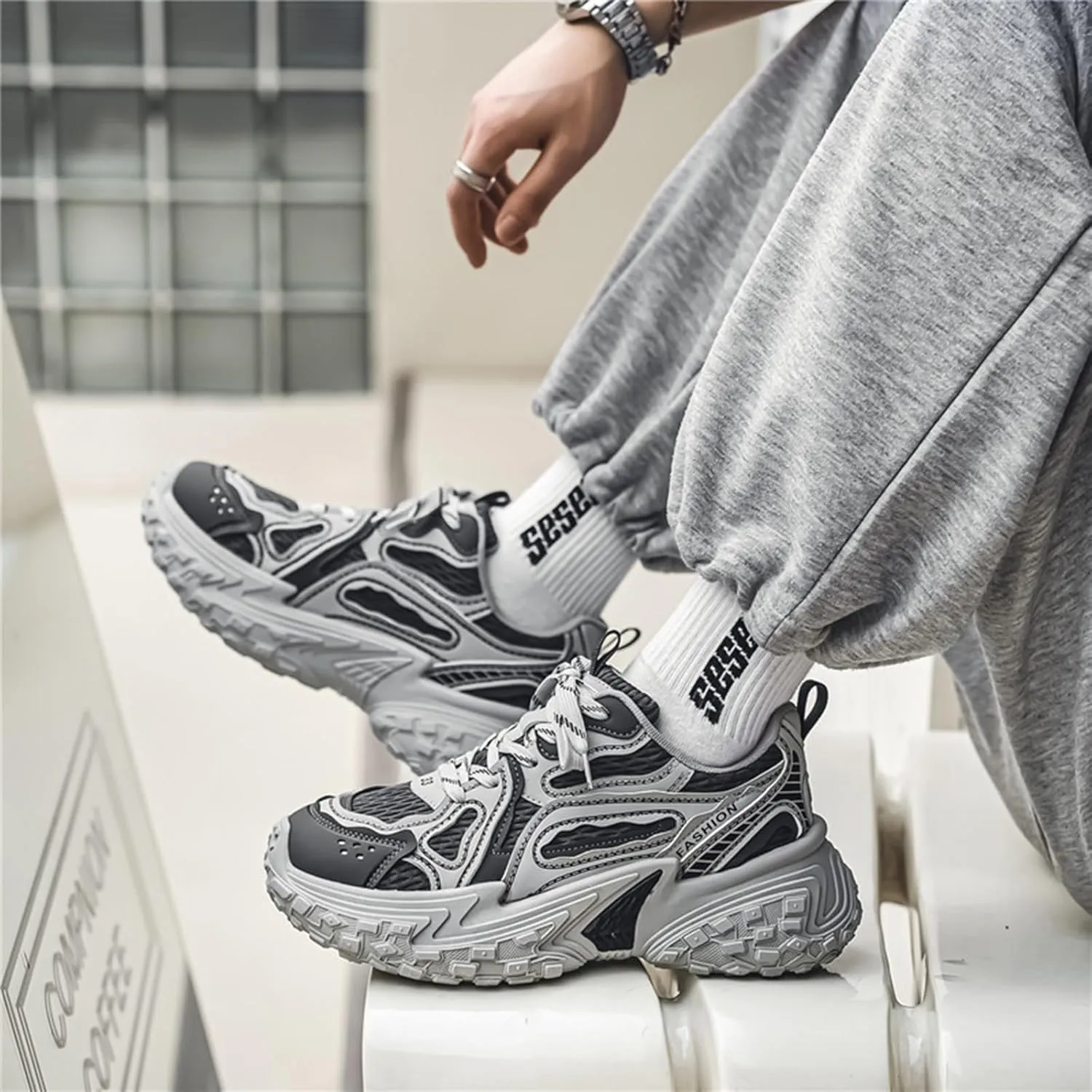 Mens Running Shoes Tennis Walking Shoes Chunky Sneakers Workout Casual Athletic Shoes