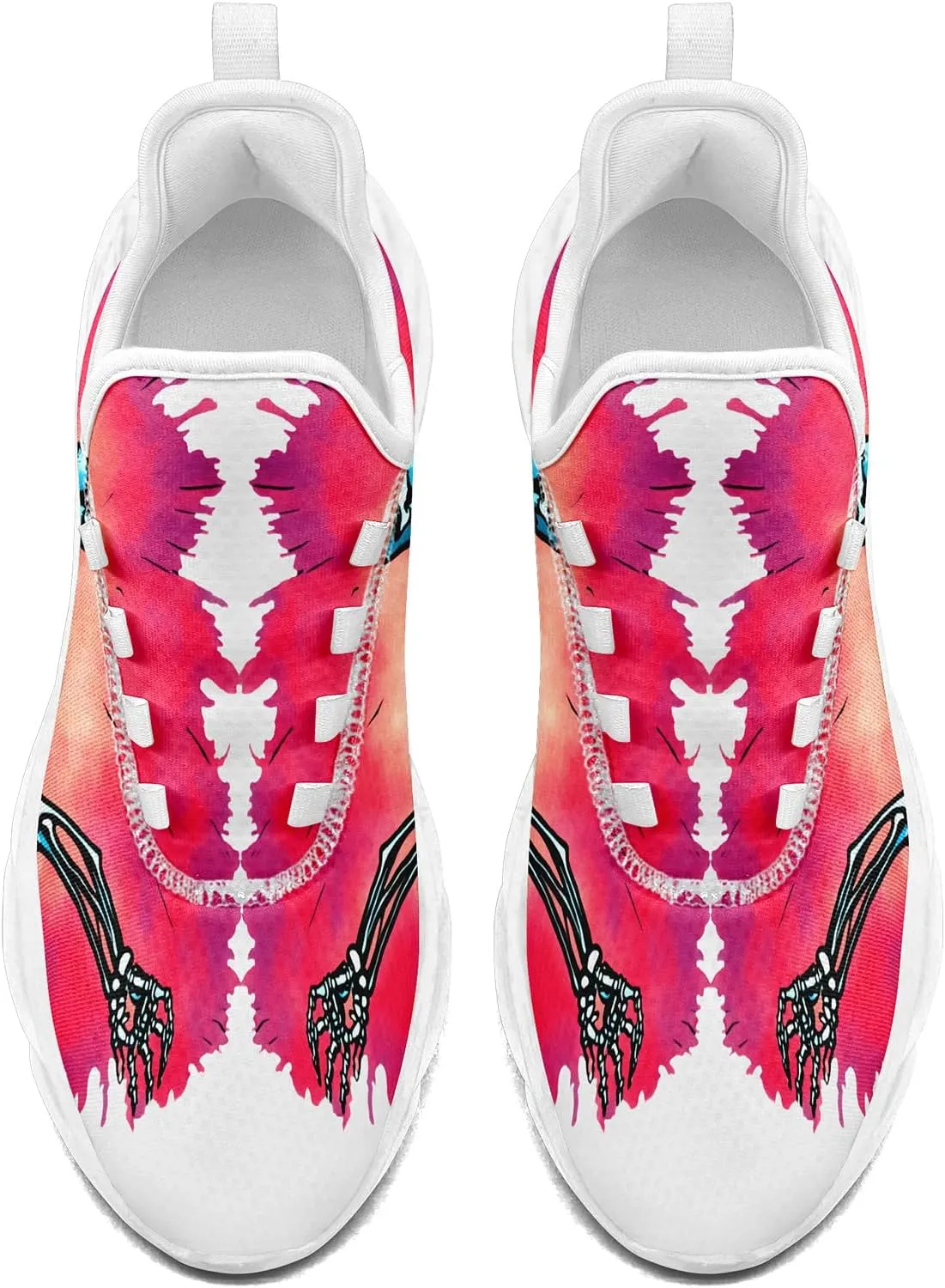 Men's Skull Running Shoes Athletic Sneakers Breathable Gym Slip-on Shoes Lightweight Cushion Sports Walking Shoes