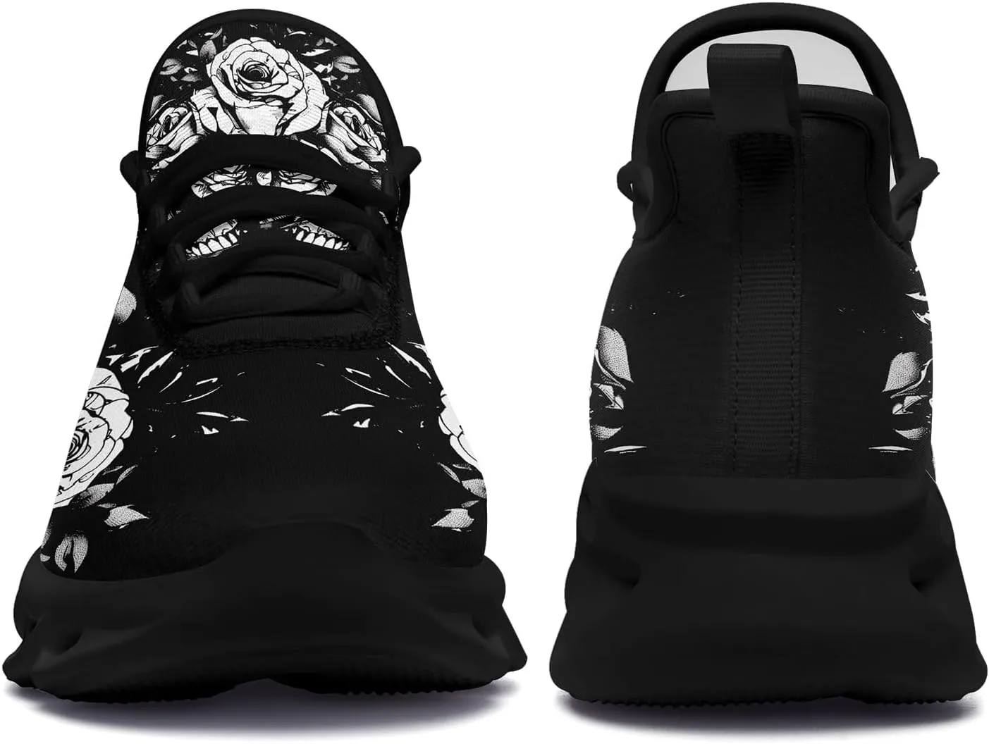 Men's Skull Running Shoes Athletic Sneakers Breathable Gym Slip-on Shoes Lightweight Cushion Sports Walking Shoes