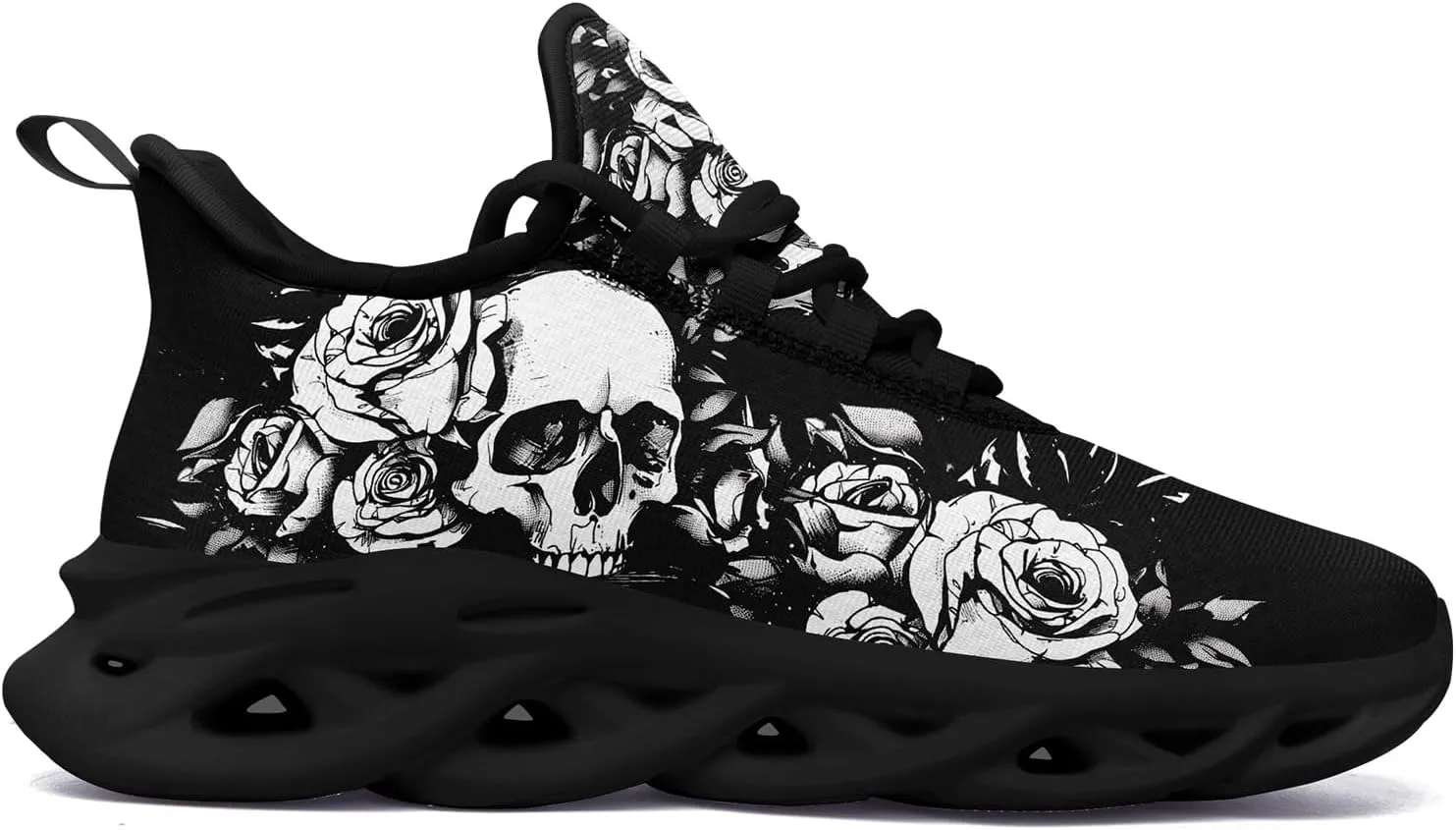 Men's Skull Running Shoes Athletic Sneakers Breathable Gym Slip-on Shoes Lightweight Cushion Sports Walking Shoes