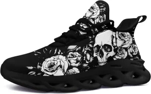 Men's Skull Running Shoes Athletic Sneakers Breathable Gym Slip-on Shoes Lightweight Cushion Sports Walking Shoes