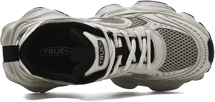 Mens Spring Retro Chunky Sneakers Breathable Mesh Platform Comfortable Lace Up Dad Shoes Urban Streetwear Fashion Casual Daily Wear Trendy Youthful Stylish Lightweight Walking Shoes for Men