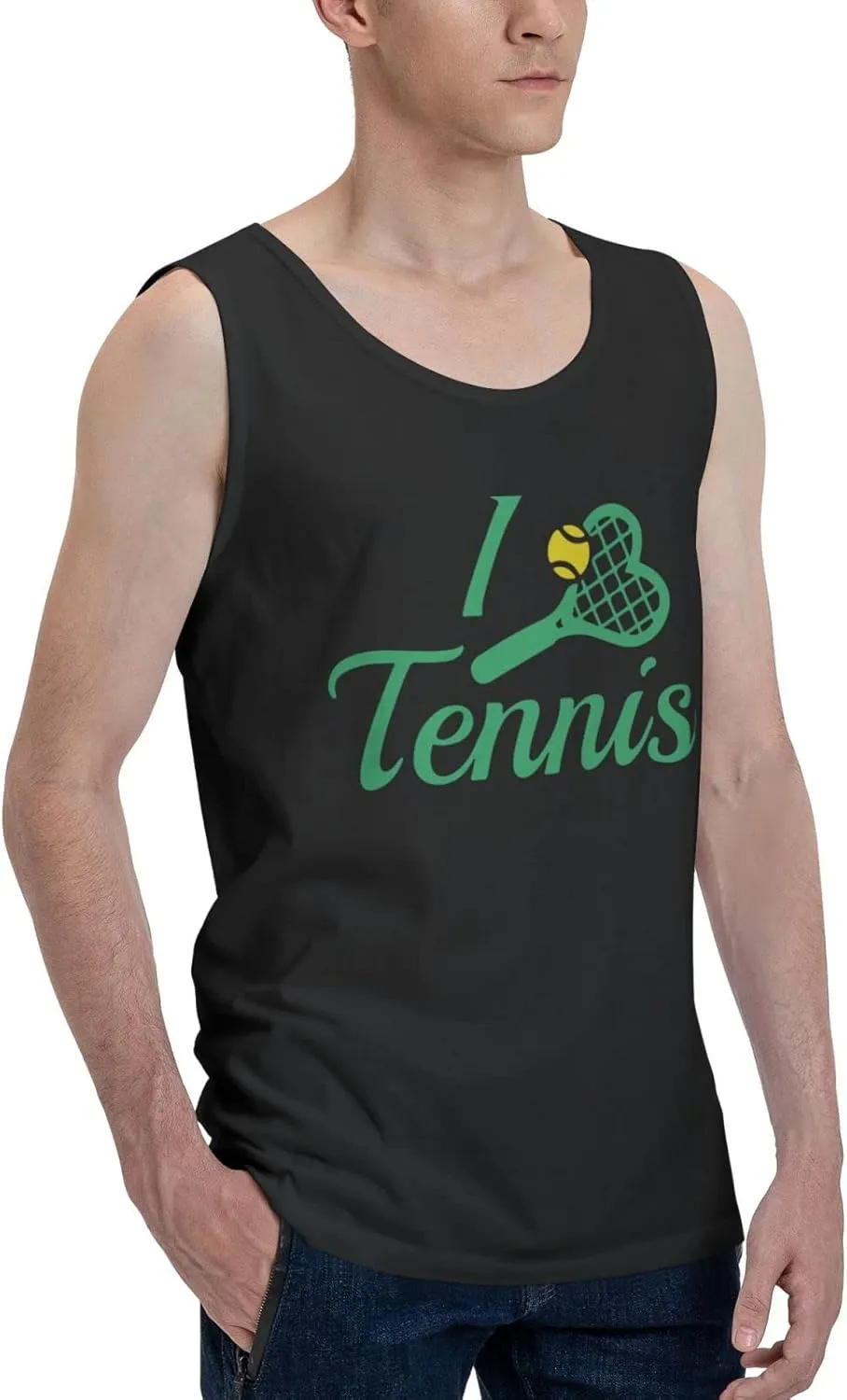 Men's Tank Top Sleeveless Tees I Love Tennis Quick Dry Sport Shirts Muscle Workout Gym Beach T-Shirts