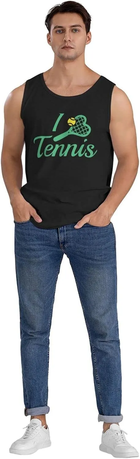Men's Tank Top Sleeveless Tees I Love Tennis Quick Dry Sport Shirts Muscle Workout Gym Beach T-Shirts