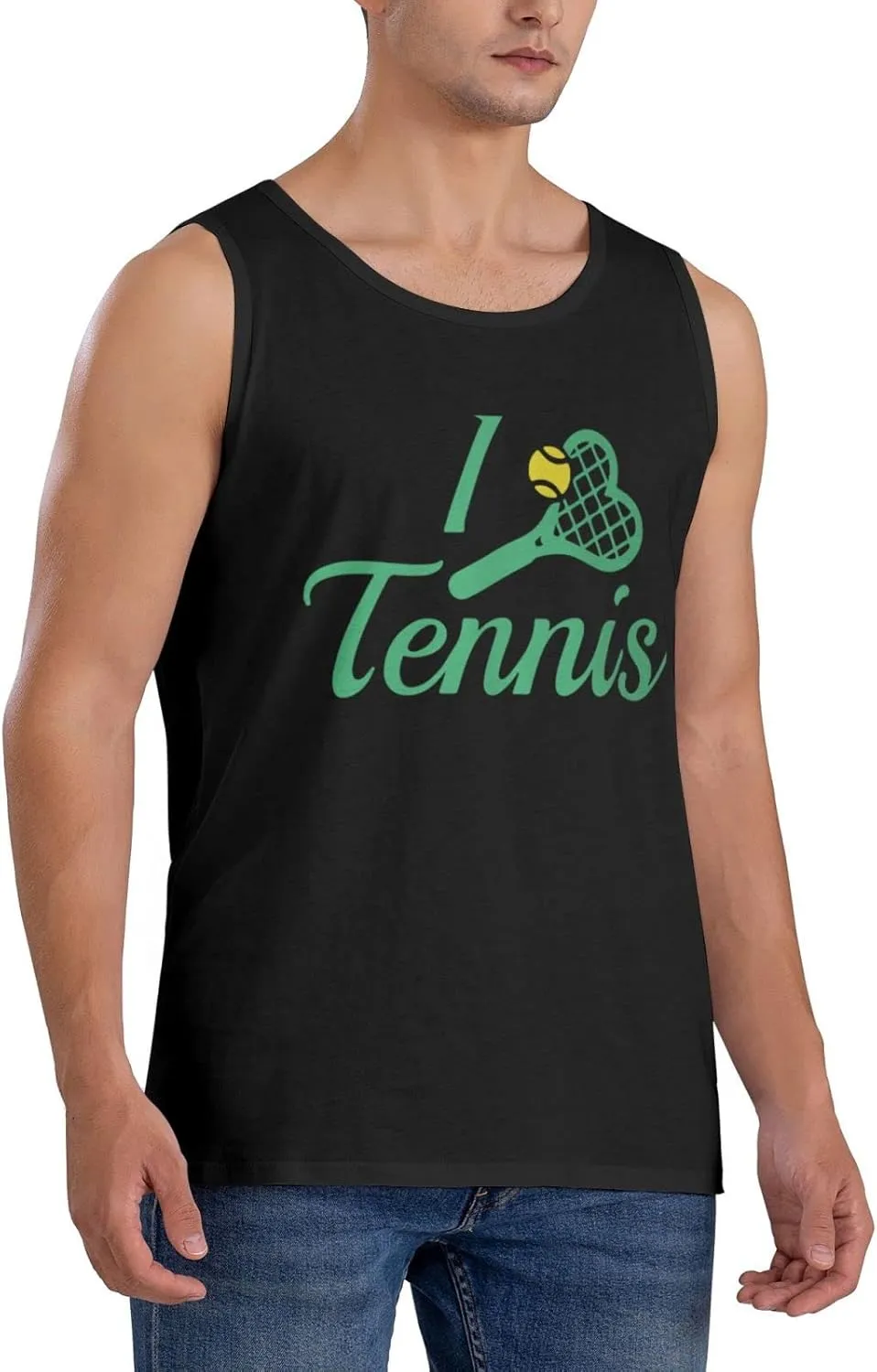 Men's Tank Top Sleeveless Tees I Love Tennis Quick Dry Sport Shirts Muscle Workout Gym Beach T-Shirts