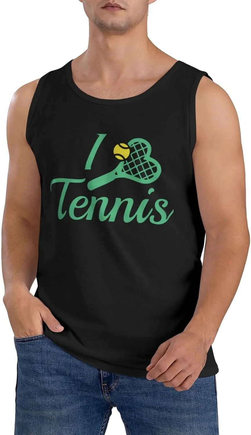 Men's Tank Top Sleeveless Tees I Love Tennis Quick Dry Sport Shirts Muscle Workout Gym Beach T-Shirts