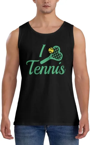 Men's Tank Top Sleeveless Tees I Love Tennis Quick Dry Sport Shirts Muscle Workout Gym Beach T-Shirts