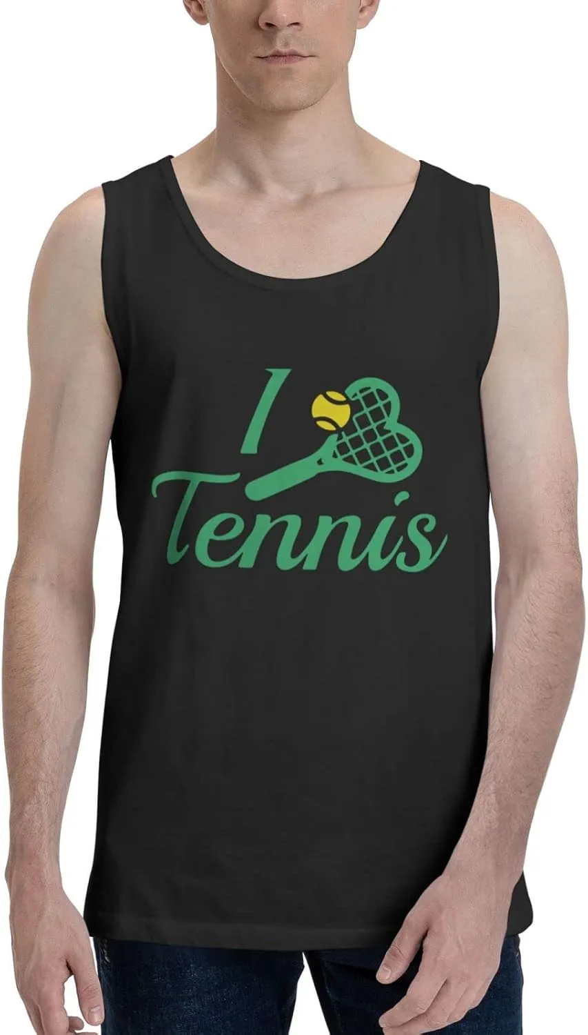 Men's Tank Top Sleeveless Tees I Love Tennis Quick Dry Sport Shirts Muscle Workout Gym Beach T-Shirts