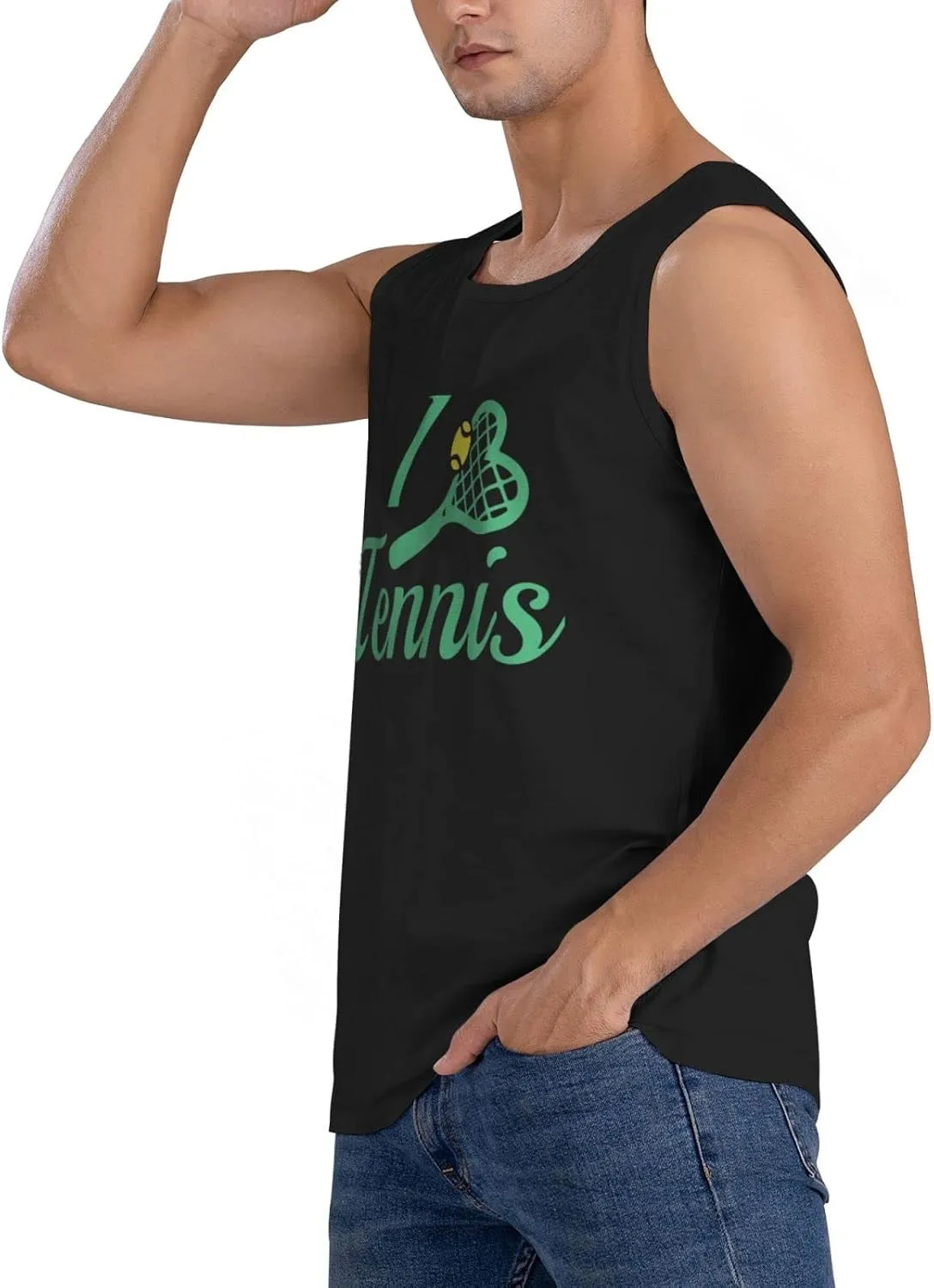 Men's Tank Top Sleeveless Tees I Love Tennis Quick Dry Sport Shirts Muscle Workout Gym Beach T-Shirts