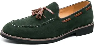 Men's Tassel Suede Slip-on Loafers Vintage Noble Velvet Pointed Toe Flats Smoking Slippers Prom Party Wedding Penny Shoes
