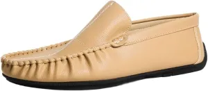 Men's Vegan Leather Loafers – Slip-On Moccasins with Stitching Details, Anti-Slip Sole, Comfortable and Classic for Parties
