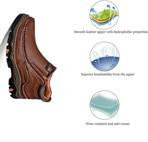 Men's Vintage Leather Mid-top Hands Free Chukka Boots Comfortable Handmade Non-Slip Wear resistance Outdoor Lightweight Casual Boots Driving Walking Hiking Work Loafers