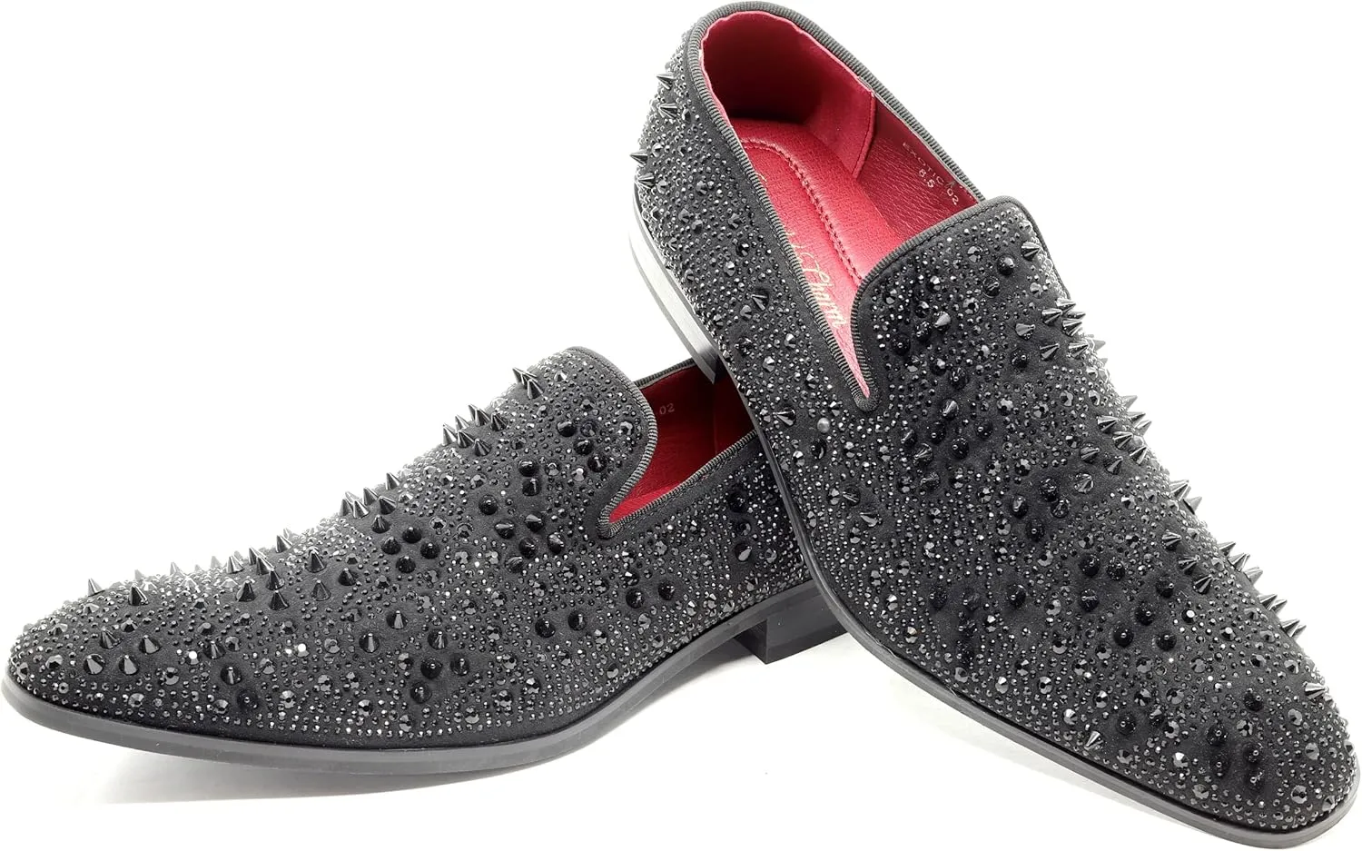 Men's Vintage Spike Rhinestone Designer Classic Smoking Dress Fashion Loafers Slip On Shoes EXOTIC-02