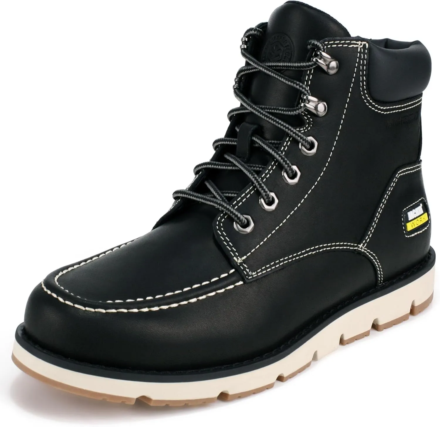 Mens Work Boots Moc Toe Wedge Botas De Trabajo Para Hombre Soft Toe Non Slip Industrial Construction Leather Boots/Shoes For Men Women