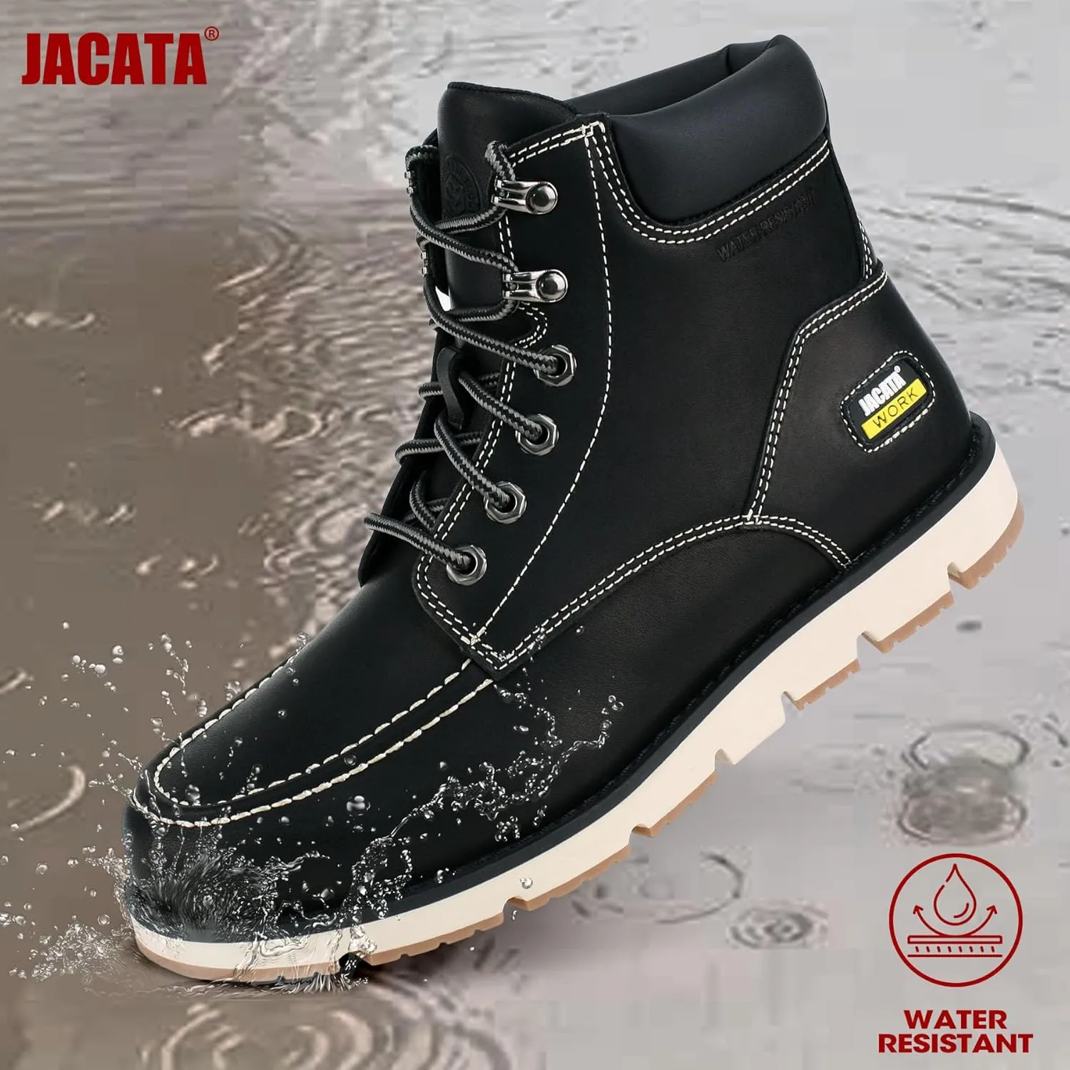 Mens Work Boots Moc Toe Wedge Botas De Trabajo Para Hombre Soft Toe Non Slip Industrial Construction Leather Boots/Shoes For Men Women
