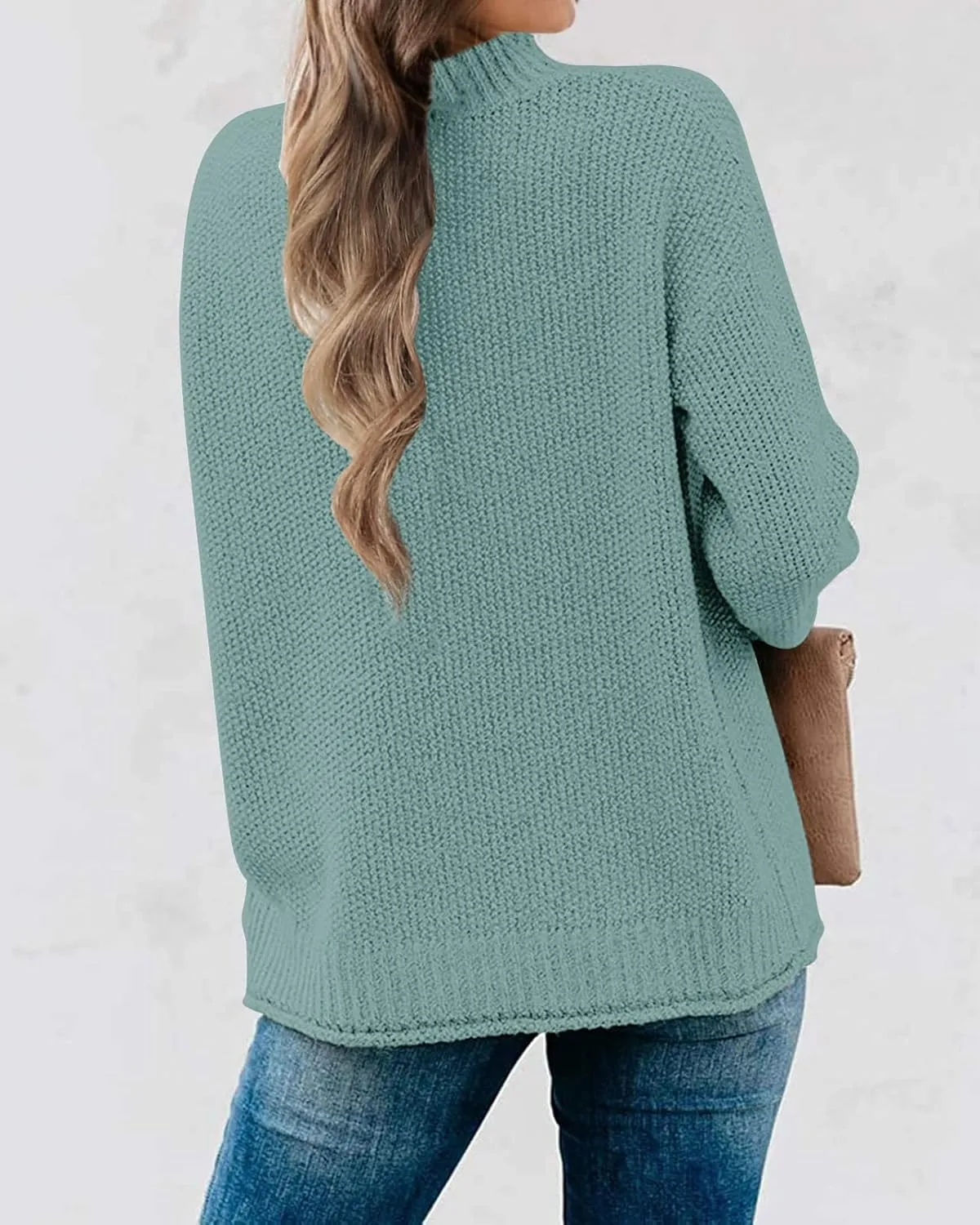 MEROKEETY Women's Long Sleeve Turtleneck Cozy Knit Sweater Casual Loose Pullover Jumper Tops
