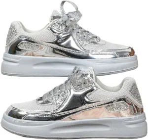 Mesh Fabric Glitter Patchwork Lightweight Breathable Sneakers for Men Outdoor Travel Fitness Daily Wear Vacation Street Style Casual Shoes for Couples