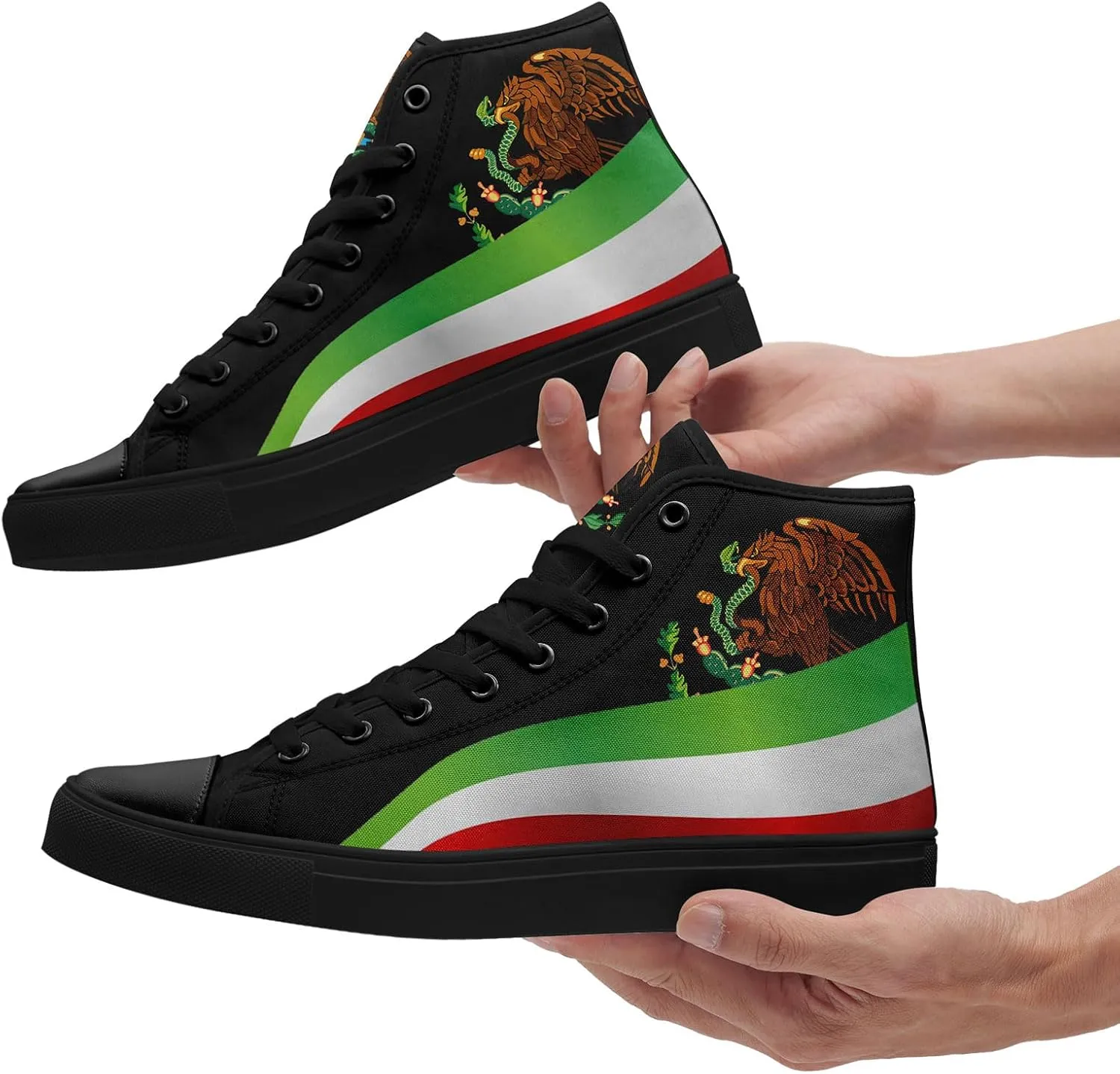 Mexico Flag High-Top Canvas Shoes for Men Women Unisex Stylish Breathable Skull Sneakers Gift Fashion Flat Footwear