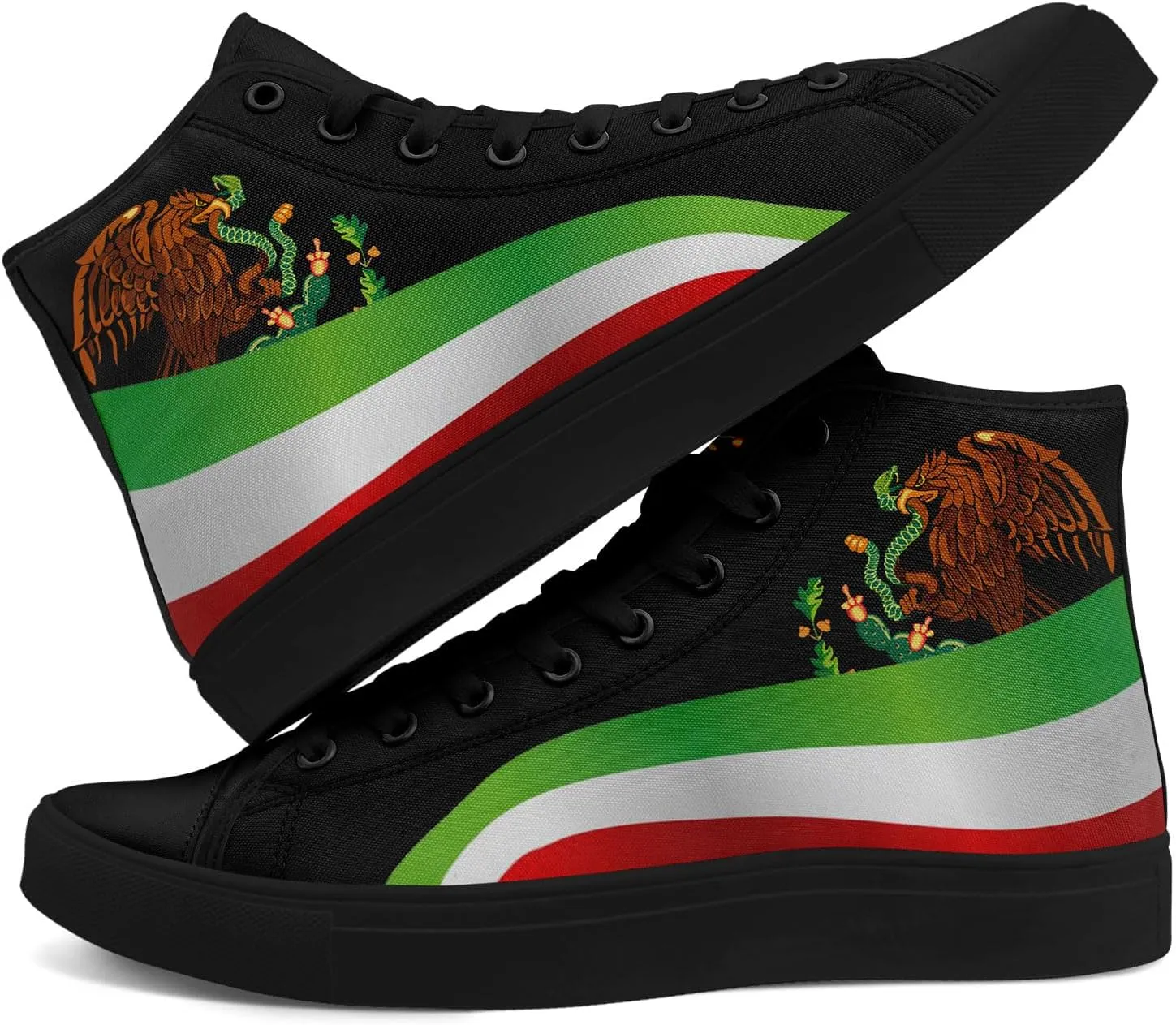 Mexico Flag High-Top Canvas Shoes for Men Women Unisex Stylish Breathable Skull Sneakers Gift Fashion Flat Footwear