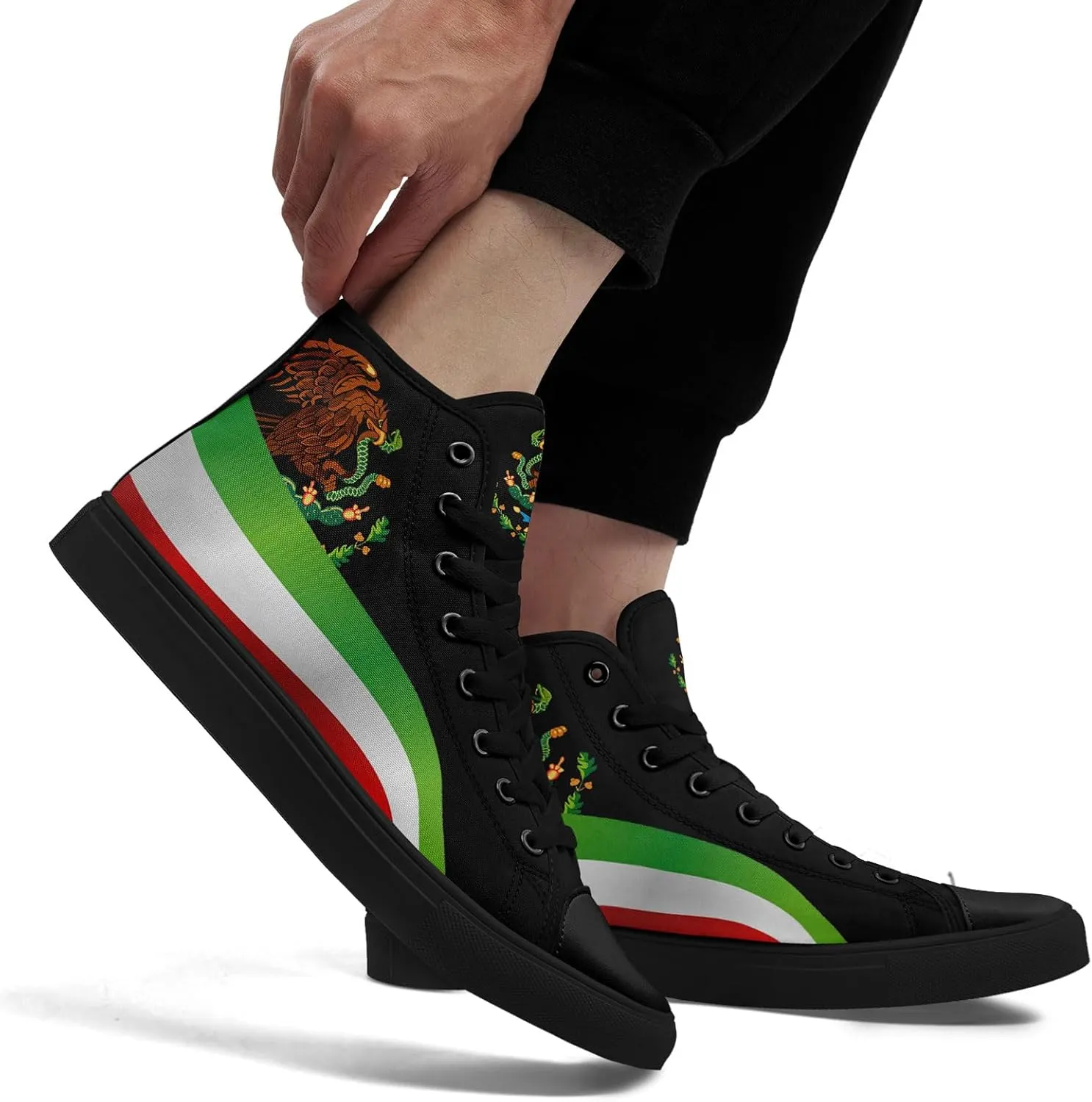 Mexico Flag High-Top Canvas Shoes for Men Women Unisex Stylish Breathable Skull Sneakers Gift Fashion Flat Footwear