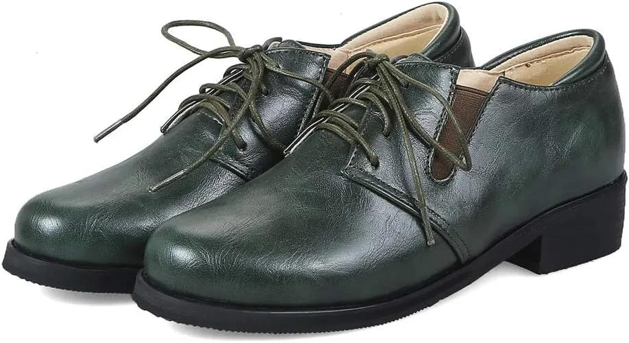 MIOKE Women's Classic Flat Oxford Shoes Lace Up Round Toe Comfort Low Heel Western School Oxfords Brogues